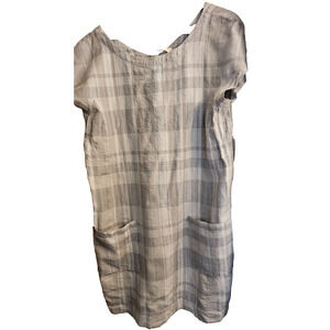 Eileen Fischer Woman 3X EUC Gray and White plaid dress Organic Cotton and Linen